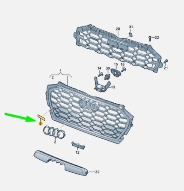 Емблема 'SQ5' решітки радіатора(Чорна)